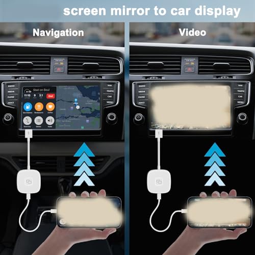 Dispositivo di Mirroring dello Schermo 'auto, Adattatore a Specchio per Telefoni IOS, Sincronizzazione in Tempo Reale, qualità 'immagine HD, Dongle di Mirrrorring Cablato, (Piazza)