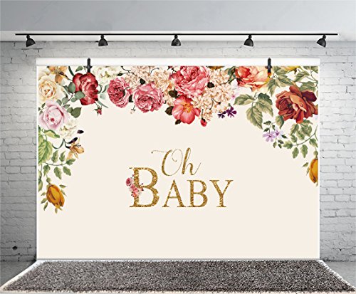 Leyiyi 7x5ft Photography Backdrop Baby Shower Background Pregnant Celebration Oh Baby Character Flowers