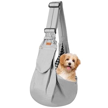 Cuby Dog and Cat Sling Carrier ? Hands Free Reversible Pet Papoose Bag - Soft Pouch and Tote Design ? Suitable for Puppy, Small Dogs, and Cats for Outdoor Travel (Noble Grey)