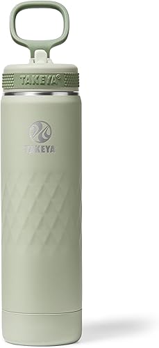 Miniatura 19 de Takeya Botella de Agua Deportiva de Acero Inoxidable con Triple Aislamiento de 22 oz, Tapa con Pajita – A Prueba de Fugas, A Prueba de Sudor, Sin