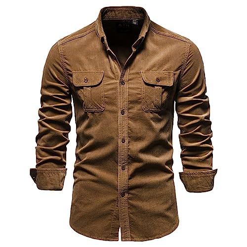 Men Shirts Long Sleeve Dress Collar Shirt Cotton Button Down T Shirt Solid Big and Tall Outdoor Fashion Tee Tops2