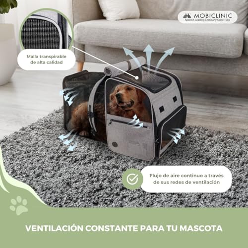 Miniatura 4 de Mobiclinic Pets, Mochila Para Mascotas. Tula, Plegable, Ventilación, Bolsillos, Incluye Comedero Y Bolsas, Múltiples Accesos, Ajustable, 37x29x37.5 Cm, Transportín Gatos Y Perros