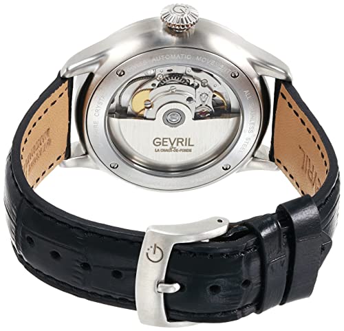 Gevril 43501-05 Men's Vaughan Swiss Automatic Watch, Genuine Italian Black Leather Strap3