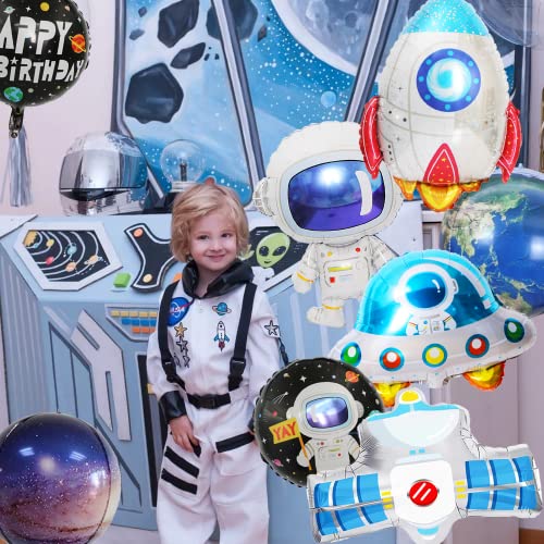 8 Pcs Galaxy Theme Balloons, Outer Space Party Decorations Includes Spaceship Balloons, Rocket Balloons, Astronaut Balloons, Planet Inflatable Foil Balloons, Girls Boys Birthday Supplies #TOP3