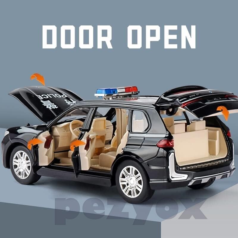 Image of 1:32 B-M-W X7 Police Model Diecast Metal Pullback Toy car with Openable Doors & Light, Music Boys car for Kids Best Toys Gifts. (White)