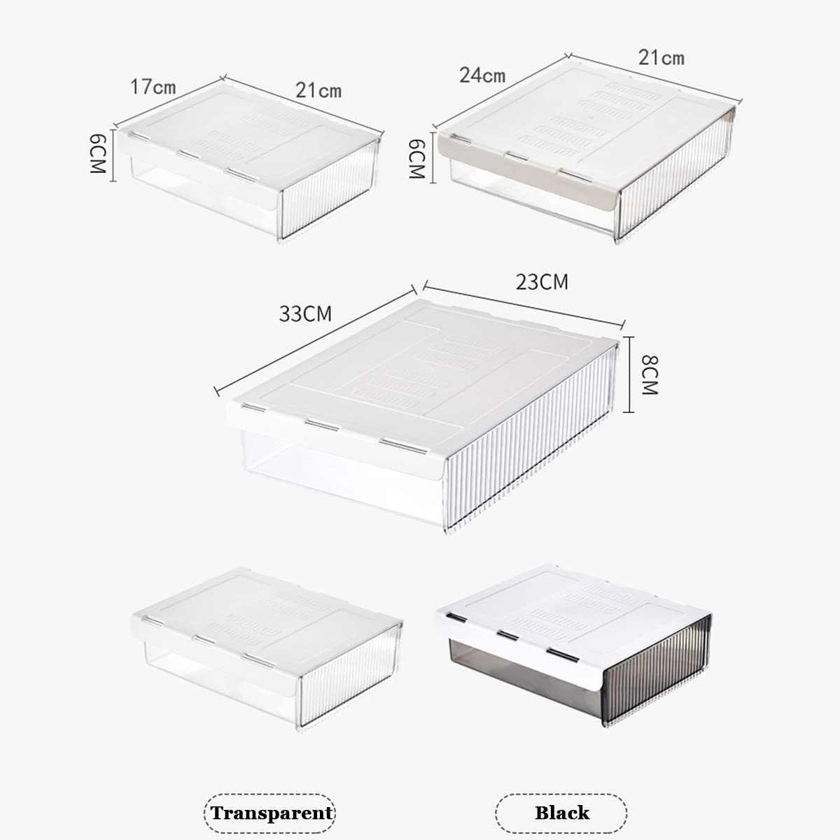 Sous le Tiroir de Bureau Grande Boîte de Rangement Cachée de Support Auto-adhésif Organiseur de Bureau de Crayon en Plastique pour Maison Ecole (noir, L: 23 x 33 X 8 cm)