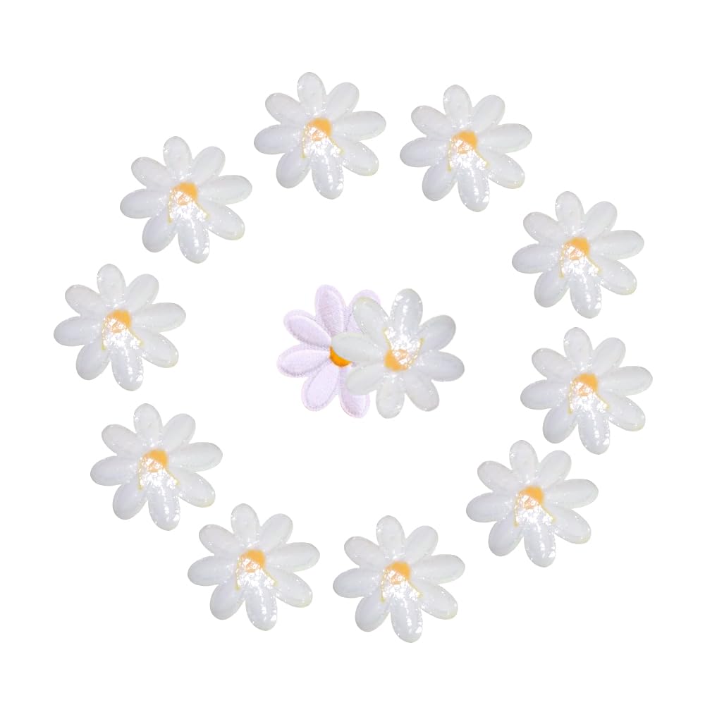 20 Toppe Termoadesive A Forma Di Margherita - Decorazioni Per Magliette, Zaini E Felpe - Foto 10