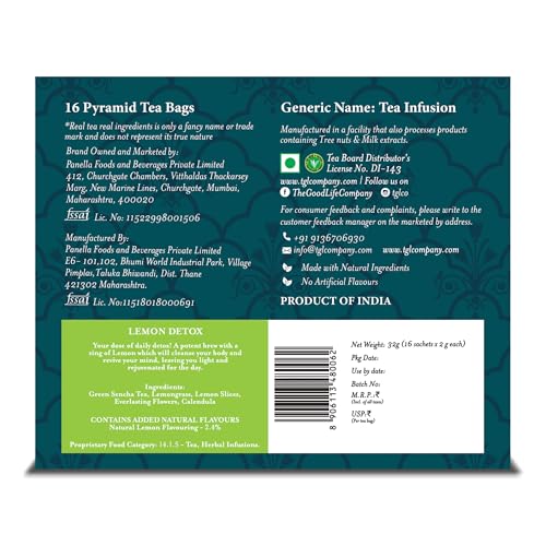 Image of TGL Co.Lemon Detox Green Tea Infusion (Pack Of 3, 16 Tea Bags Each)|Rich in Anti Oxidant | Refreshing | No Artificial flavor | Improve Digestion