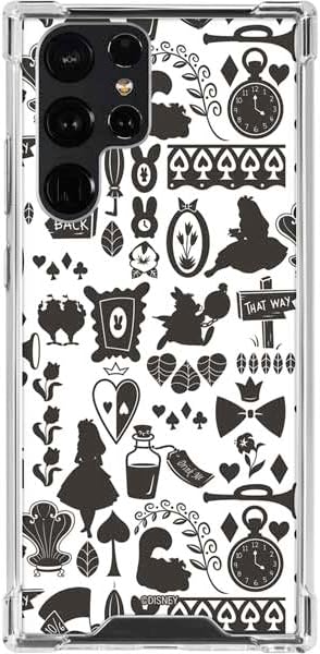 Skinit Clear Phone Case Compatible with Galaxy S23 Ultra - Officially Licensed Disney Alice in Wonderland (Animated) Silhouette Pattern Design