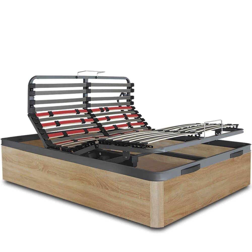 Ventadecolchones - Canapé Abatible de Madera Articulado con Mando Inalámbrico | Color Cambrian | 135 x 190 cm