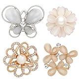kilofly 4pc Women's Elegant Faux Pearl Crystal Rhinestone Scarf Ring Buckle Clip