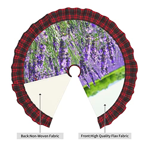 Purple Floral Faux Linen Christmas Tree Skirt Vintage Plaid Tree Skirt Size 30/36/48 Inches Diameter #TOP2