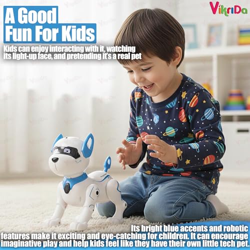 Image of VikriDA RC Robot Dog for Kids 8-12 | Smart Robotic Puppy Toy with Touch, Walking & Talking Features | Stunt Dance RC Dog Gift for Boys & Girls
