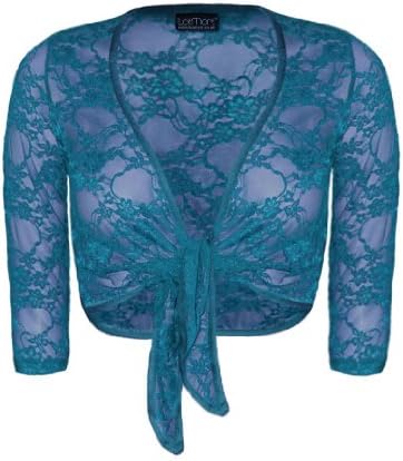 Lace Tie Up Bolero Shrug in Blue 8/10 