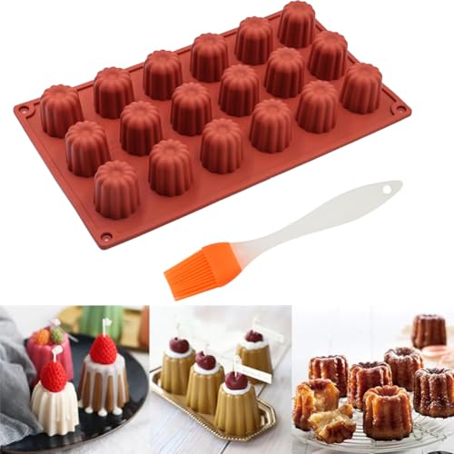 LGWJHCY Moule à cannelé en silicone anti-adhésif pour 18 cavités - Diamètre : 3,5 mm - Pour chocolat, gelée, pudding (avec 1 brosse) – vue 3