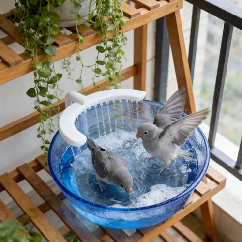Bathtub Accessories - Automatic Bird Shower Head, Fountain Bath | Cage Pet Pool Toy for Parakeets Lovebirds Cockatiels Budgies Quakers Indoor Outdoor Small Medium Birds Hygiene Cleaning Water - Image 4