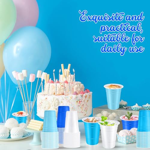 Jingmore 90 Pcs Disposable Plastic Cups Neon Party Supplies 16oz Disposable Plastic Cups Fiesta Matrimony Bachelorette Decorations Birthday Wedding Carnival (Gradient Blue)