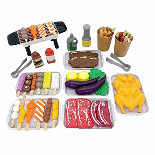 Generico BBQ Playset Finta Cibo Giocattolo Grill Set Barbecue Cucina Utensili da Cucina Giocattoli di Ruolo per Ragazzi E Ragazze Regali Set di , 55 Pezzi