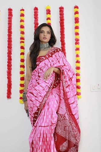 Shiv Textiles Womens Pure Cottoncasual Wear Saree (Smc-St-56-Pink)