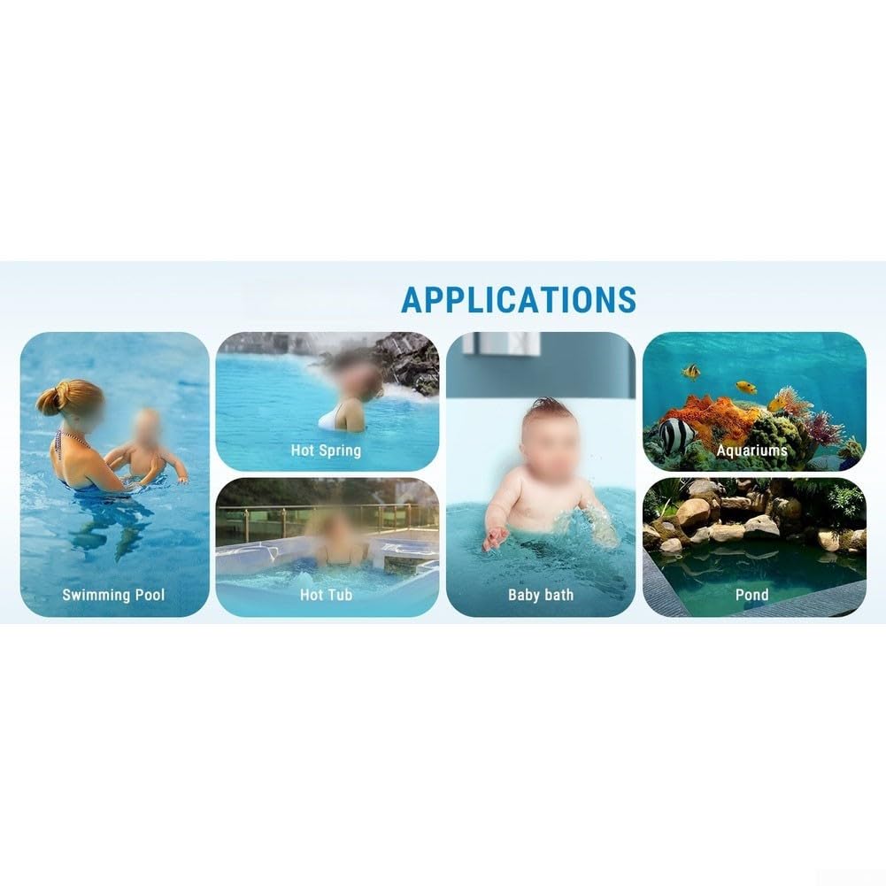 Termometro digitale per piscina con sensore impermeabile IP68, display LCD, doppia visualizzazione della temperatura in °C/°F, misurazione precisa da -40 °C a 60 °C, per piscine