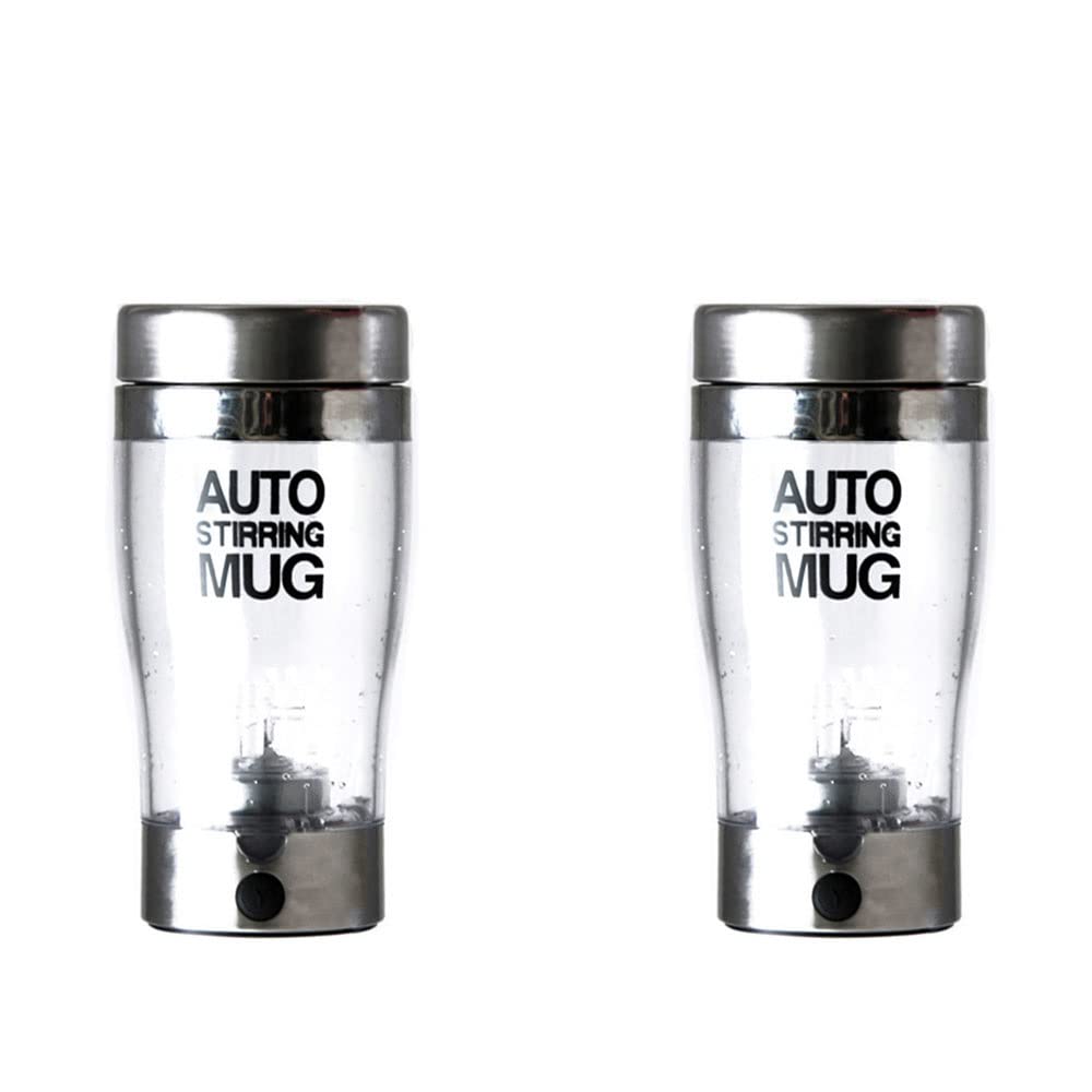 PAHION 2 Stück Elektrischer Eiweiß Shaker Creative Proteinshaker Kreative ​Tornado Shaker Cup Protein Shaker-Flasche Batteriebetrieben Für Proteinpulver Milch Zucker Kaffee Andere Pulver 400Ml