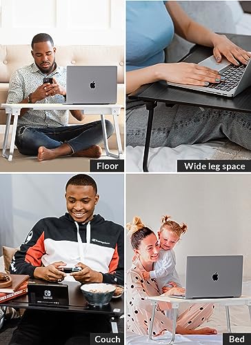 Cooper Mega Table - Large Laptop Desk for Bed 24x17in | Portable Table Tray, Laptop Stand w/Built-in Tablet, Phone Slot, Storage Drawer, Couch/Sofa/Floor Desk (White Oak)