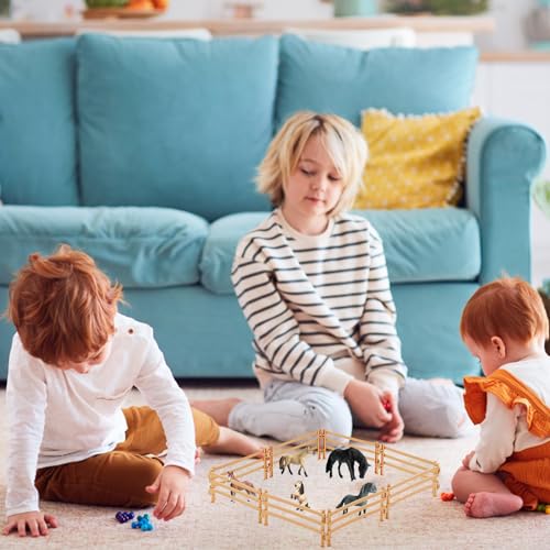 Xrten 40 Stücke Pferdezaun Spielzeug, Pferd Corral Fechten Zubehör Spielzeug, Kinder Zaun Bauernhof, Kunststoff Zaun Spielzeug, Koppel Spielzeug DIY Gartenzaun Scheunezaun Micro Landschaft Deko
