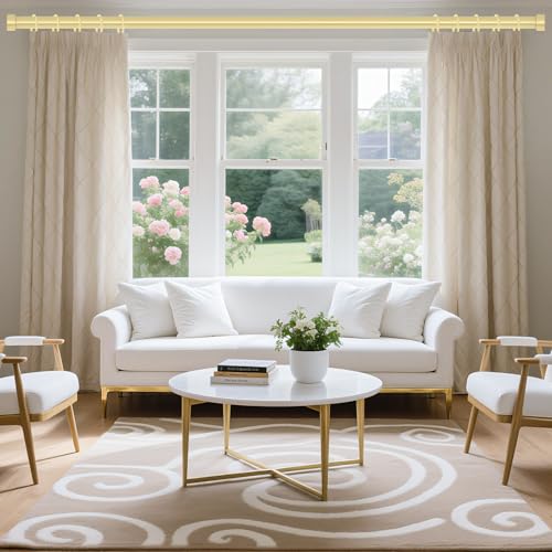 Gold Curtain Rods for Windows 72 to 144 Inch(6-12 Feet),1" Diameter Rods with Modern Style End Cap Finials,Size:36-144 Inch
