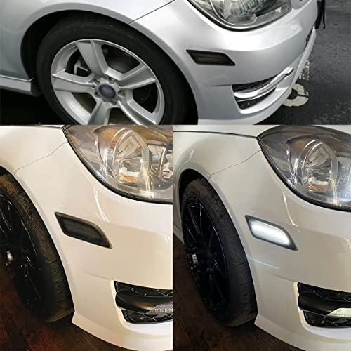 Nslumo Cool White Led Side Marker Lights For Mercedes 12-14 Benz W204 Lci C-Class C250 C300 Front Fender Marker Lamps Smoked Lens Oem Side Marker Replacement #TOP2