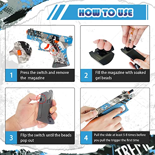 Wazg Gel Ball Blaster Pistol Manual, Mini Splatter Ball Toy Gun With Water Gel Beads, Great For Kids Outdoor Team Shooting Games Blue #TOP4