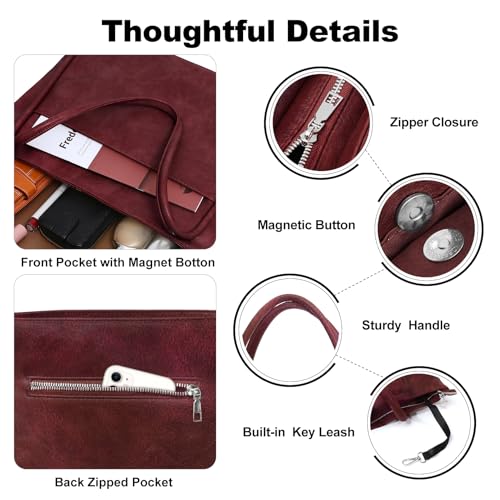 Image of Large Tote Bag for Women Work with Zipper 16L Vegan Leather Ladies Travel Purses and Handbags