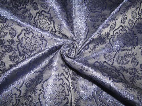 Brocart de soie bleu gris BRO747 l'élégance jacquard pour vos créations