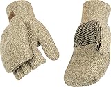 Kinco, 5210-XL, Convertible Knit Wool Glove Mitts - Aleska Ragg Wool Glove Mitts - For Cold Weather (Tan, X-Large)