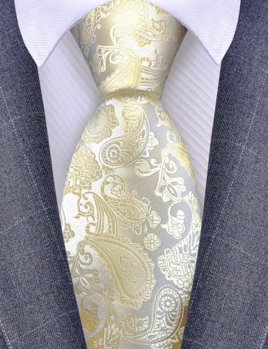 Image of GUSLESON 3.15 inch(8cm) Fashion Paisley Ties Mens Woven Jacquard Necktie for Wedding
