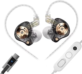 KZ EDZ in-Ear Monitor Wired Earphone with Ultra-Wide Frequency Dynamic Driver, Dual-Stage Damping, Ultra-Stroke Bass, Pro-Grade Dual-Mic Silver-Plated Cable, Detachable 0.75mm 2-Pin (Type-C)