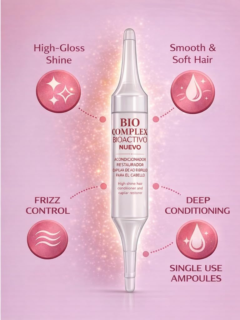 Bio Complex Dominican Hair Treatment Ampollas – Bioactivo Hair Repair & Growth Ampoules for Damaged Hair, Intense Nourishment & Glossy Shine, 12 Pack (0.61 oz)
