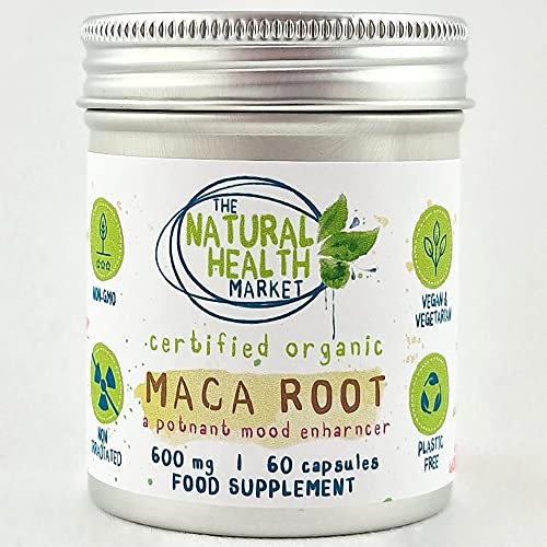Organic Maca Root Capsules 600mg 60 Capsules by The Natural Health Market • Soil Association Organic Certified