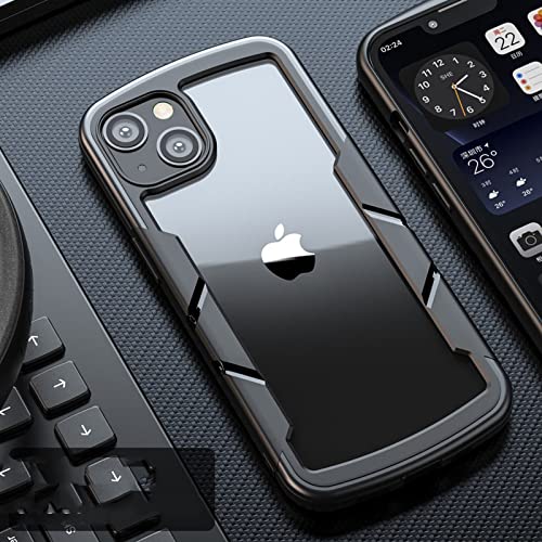 For �A�C�t�H��For iPhone 13 12 �~�j�����n�C�u���b�h�o���p�[�J�o�[ XR X S 11 Pro Max 8 7 Plus SE 2020ClearFundas�p�ϏՌ��A�[�}�[�t�H���P�[�X-Black-For iPhone 13Mini