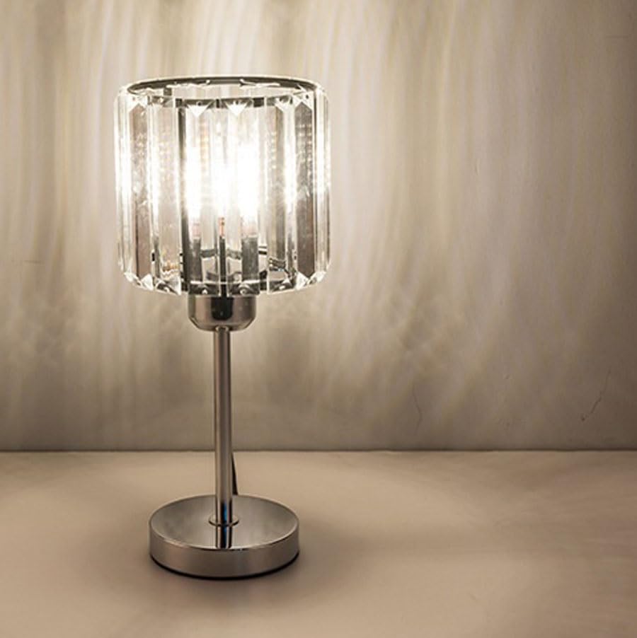 Lampka biurkowa Kryształowa mała lampa stołowa, minimalistyczny prezent na nocną lampkę do sypialni Lampka nocna