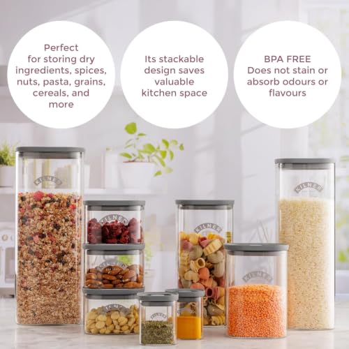 Image of Kilner Premium 1.5 L Fresh Storage Airtight Glass Jar Set of 2 with Vacuum Seal for Cereals, Flour, Dry Goods, Pulses, Daals | BPA-Free, Eco-Friendly Kitchen Container