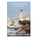 Corsewall Lighthouse Dumfries Galloway Vintage Travel Posters Impression sur toile Peinture murale Décoration de maison ou de chambre à coucher pour salon 20 x 30 cm