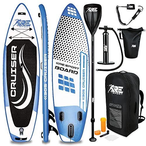 RE:SPORT Sup Planche Gonflable 305/320/366/380cm | Stand Up Paddle Board avec Accessoires | Planche de Surf | pour Les Débutants et Experts (Noir, 305) Cover