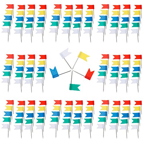 Preisvergleich Produktbild Anpro 200 Markierungsfahnen Markierfähnchen Markierungsnadeln für Weltkarte Pinnwand, Bunt, EINWEG