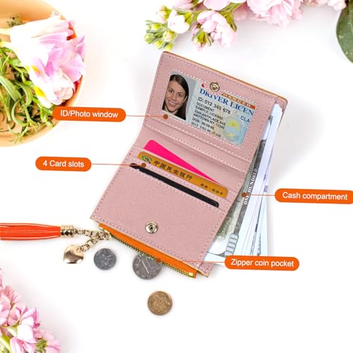 Image of Valentoria Womens Wallet Cute Elegant Long Slim Card Holder Case Minimalist Coin Purse Thin Tassels Zip Clutch Wallets for Girls Ladies | Cute