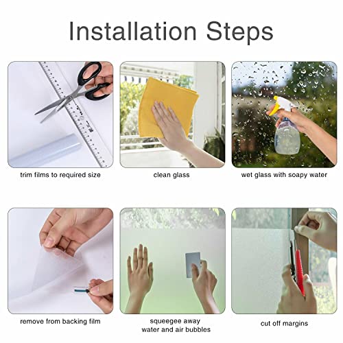 Rockrose Privacy Window Film Stone Window Cling 3D Decorative Stained Glass Window Vinyl Static Cling Non-Adhesive Window Decals For Home Or Office 35.4" X 78.7" #TOP6