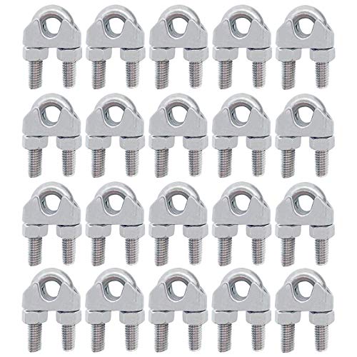 Wire Rope Clip, Luckkyme Wire Rope Clamp 20PCS Stainless Steel 1/4