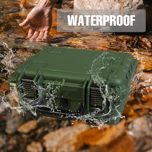 Image of Jack Boss 14x 11.5x 6.5 Inch Hard Case, Portable Weather Waterproof Protective Camera Case with Customizable Foam, Fit Use of Drones, Camera, Equipments, Green
