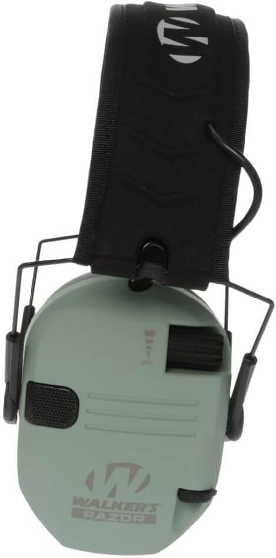 Razor Slim Ultra Low Profile Compact Design Adjustable Range Shooting Hunting Hearing Protection Electronic Earmuffs, Sage