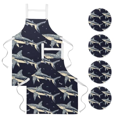 Tablier de cuisine pour pâtisserie et nettoyage de la maison motif requins