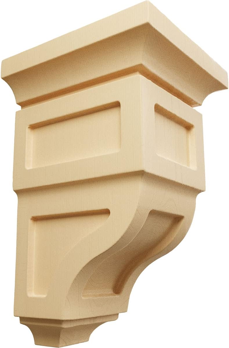 Ekena Millwork CORW07X07X14RYRO Jumbo Reyes Wood Corbels, 7"W x 7 3/4"D x 14"H, Red Oak
